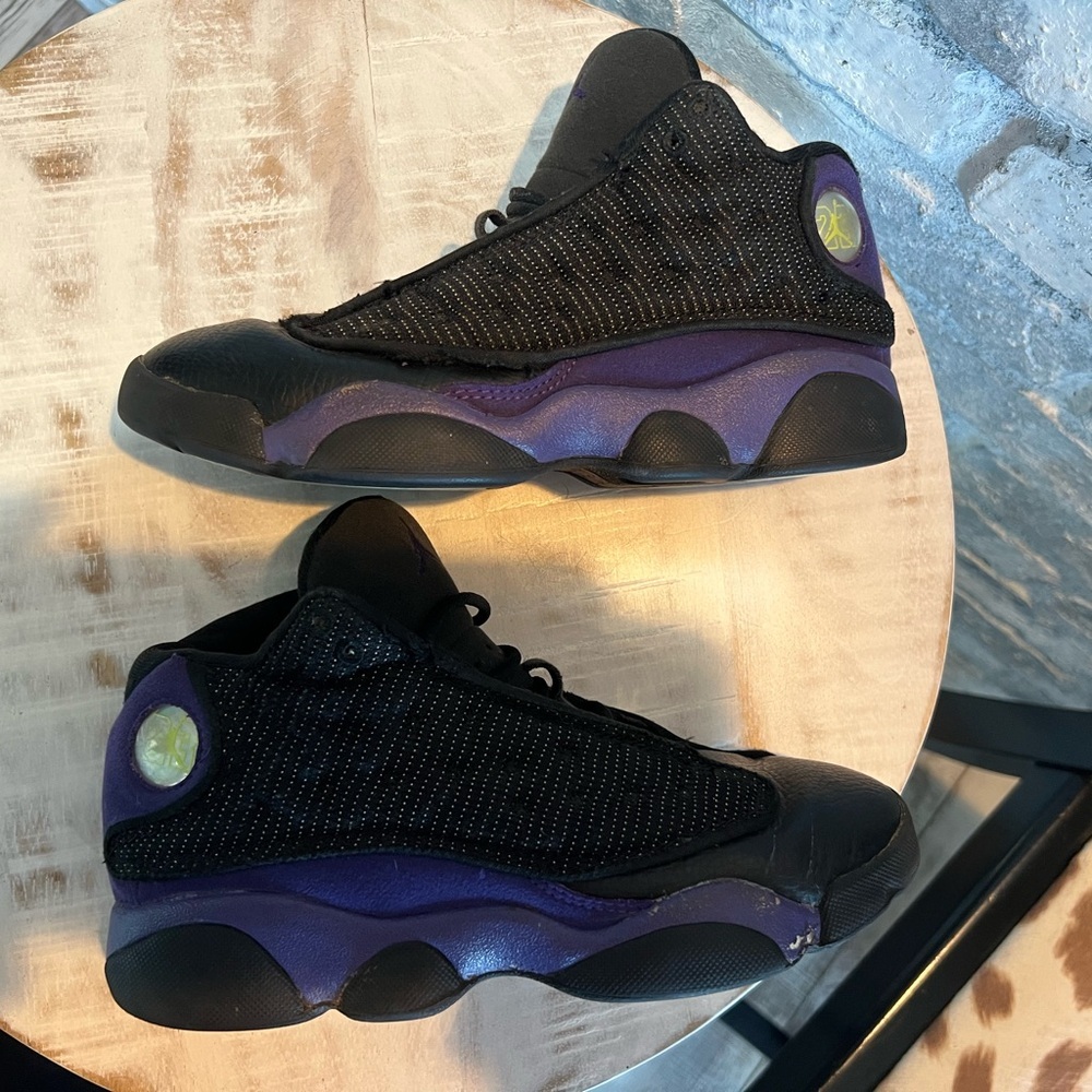 Nike Air Jordan 13 Court Purple Size 3 Black and Purple Sneakers 414575-015 - Picture 4 of 7